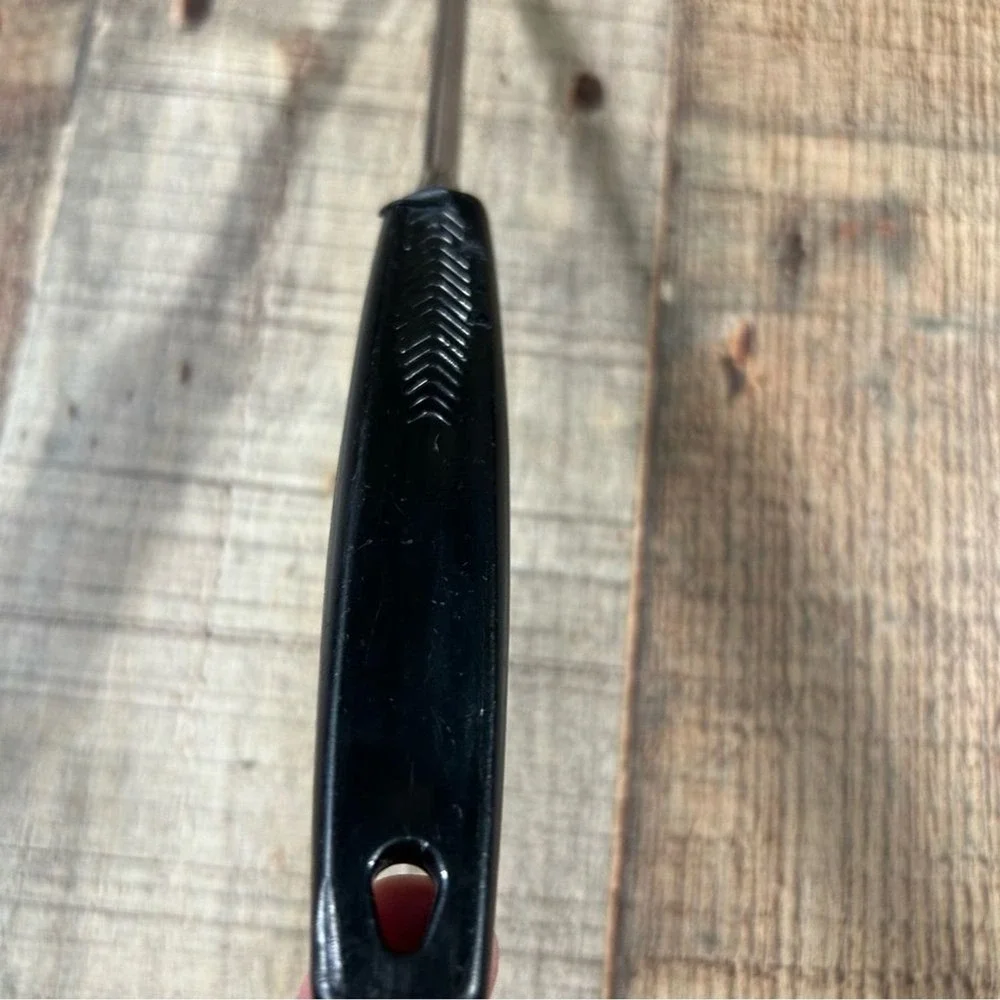 Vintage Foley USA Chrome Slotted Spatula Black Handle Mid Century 11.5